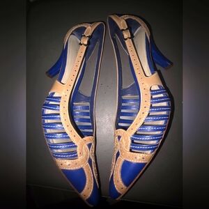 ANTONIO MELANI Blue and Tan Strappy Heels